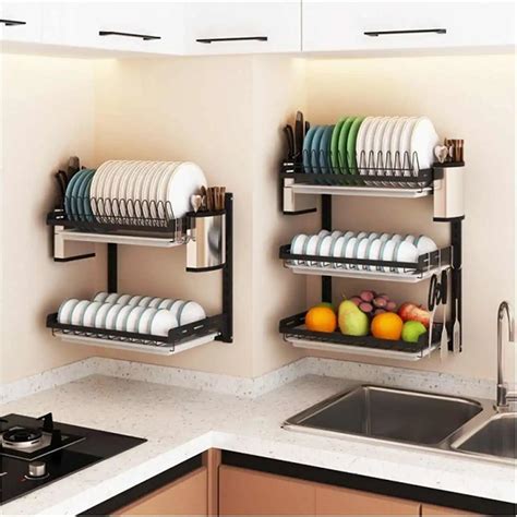 Kitchen Cabinet Stainless Steel Dish Rack Stainless Dish Racks Steel 2 Tier Drying For Width