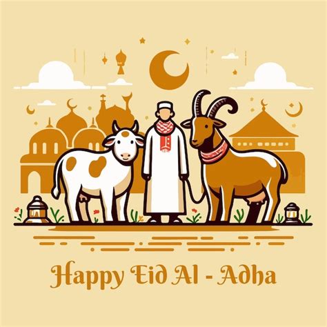 Feliz Eid Al Adha Saludos Para Las Redes Sociales Vector Premium