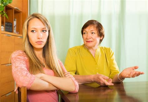 Mother And Daughter After Quarrel Stock Image Image Of Emotional