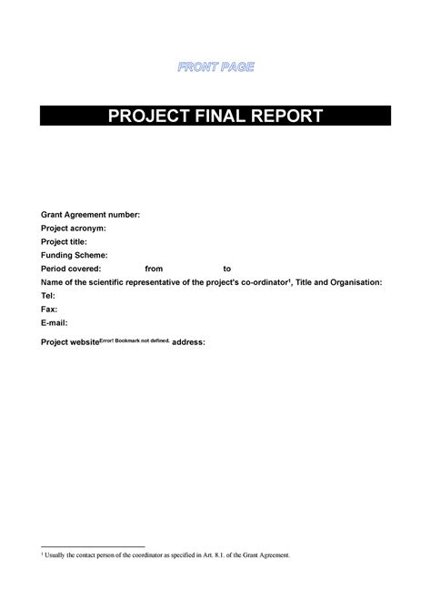 Cover Page For Report Template