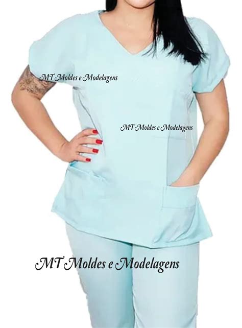 Molde Pijama Scrub Feminino Pijama Hospitalar Uniforme Papel