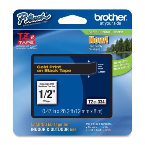 Brother P Touch Pt Pc Label Tape Oem Gold Print On Black