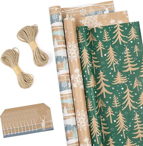 Amazon RUSPEPA Christmas Wrapping Paper Rolls With Tags And Jute