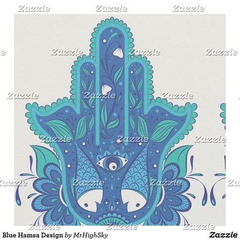 Blue Hamsa Design Fabric Blue Fabric Hamsa Design Blue Hamsa