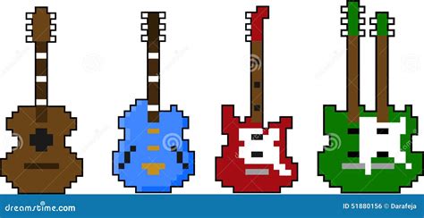 Pixel Art Guitar Vector Set CartoonDealer 51880141