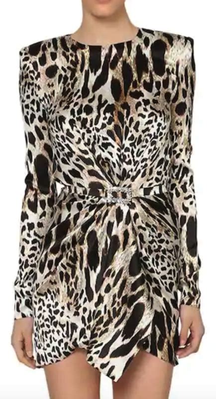 Kelly Dodds Leopard Satin Dress Big Blonde Hair