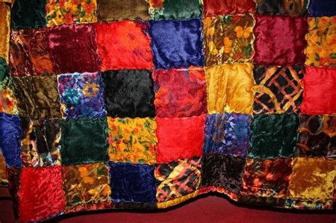 S Hippie Chic Velvet Patchwork Quilt Bedspread King Etsy