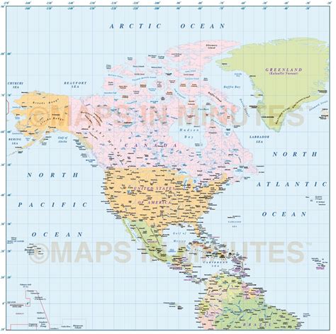 Map Of North America With Lines Of Latitude And Longitude