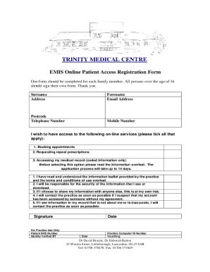 Fillable Online Registration Information And Forms Trinity Medical