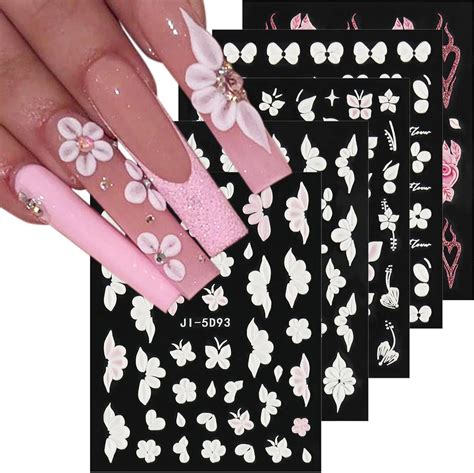 Amazon Spring Flowers 5D Nail Art Stickers Mimosa Nail Stickers