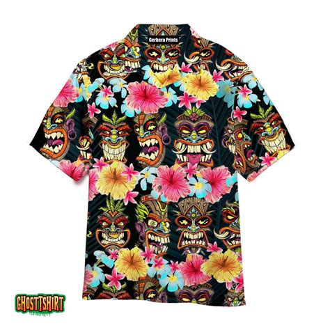 Tiki Head Flowers Colourful Aloha Hawaiian Shirt