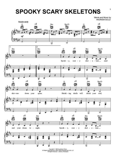 Spooky, Scary Skeletons Piano Sheet Music