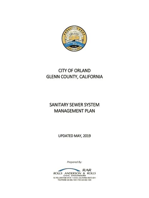 Fillable Online City Of Orland Glenn County California Sanitary Sewer