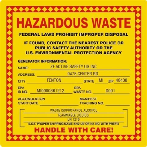 Personalized Hazardous Waste Labels (Multi-Site)