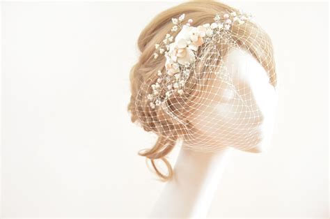 Ivory Mini Veil Headband White Birdcage Veil Headpiece Etsy