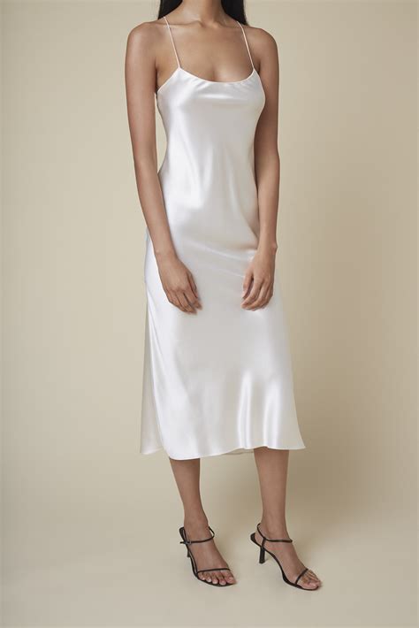 Essentials The Carolyn Silk Slip Dress In Ivory REFINE