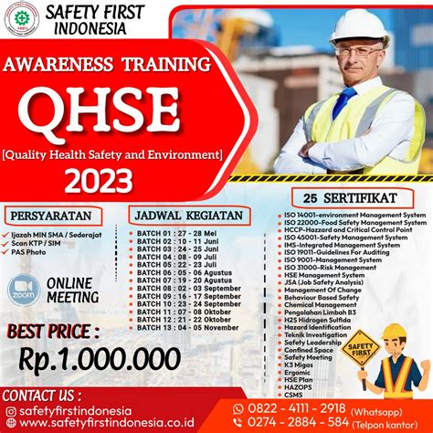 INFO ONLINE TRAINING AWARENESS QHSE 2023