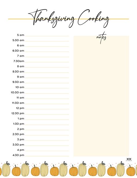 Thanksgiving Cooking Schedules Free Printables Printabulls