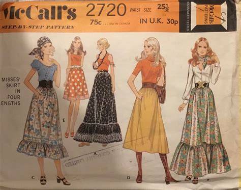 1971 Mccalls Misses Skirt In Four Lengths Sewing Pattern No Etsy