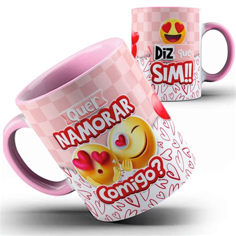 Caneca Color Namorados Emoji Quer Namorar Comigo Elo