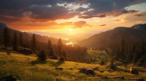 Premium AI Image | Stunning 8k Wilderness Landscape Golden Hour In The ...