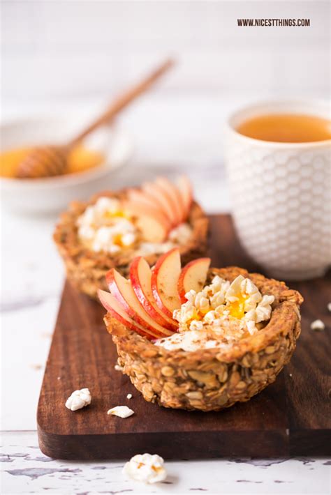 Granola Cups Müsli Schalen mit Joghurt Honig und Apfel Nicest