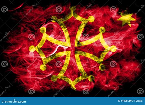 Occitania Smoke Flag, Dependent Territory Flag Stock Illustration - Illustration of background ...