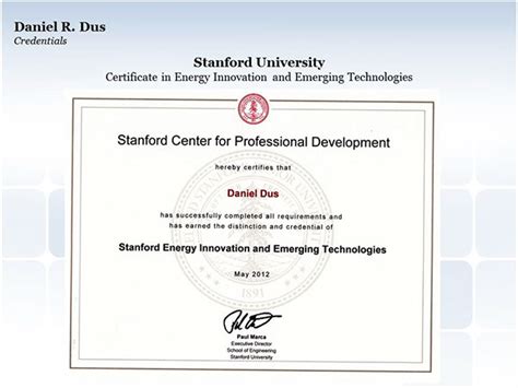 Stanford Innovation Certificate | TUTORE.ORG - Master of Documents