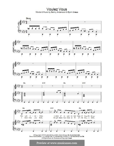 Voulez Vous Abba By B Andersson B Ulvaeus Sheet Music On Musicaneo