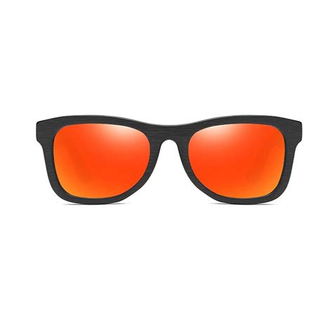 Airlie Dark Bamboo Wood Sunglasses With Sunset Orange Polarized Lens