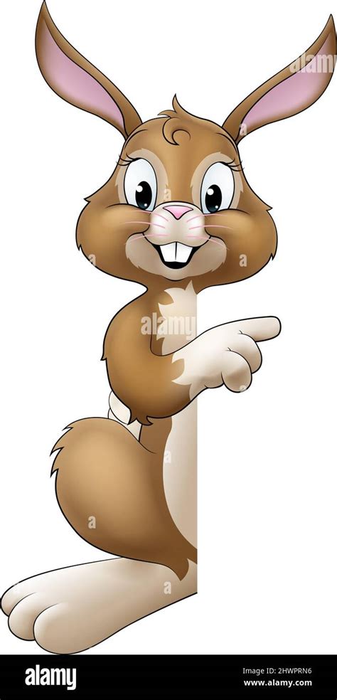 Easter Bunny Rabbit Cartoon Character Peeking Sign Stock Vector Image