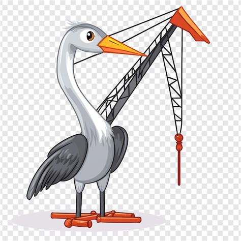 crane bird cartoon illustration premium ai generated psd