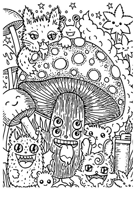 Free Printable Stoner Mushrooms Coloring Page Sheet And Picture For