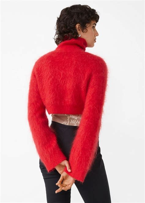 And Other Stories Cropped Mock Neck Knit Jumper In Red Endource