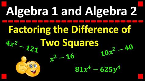 Factoring The Difference Of Two Squares Youtube