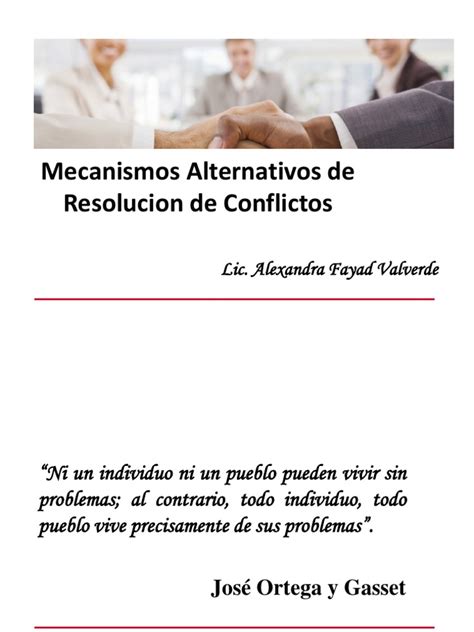 Mecanismos Alternativos De Resolución De Conflictos Pdf Mediación