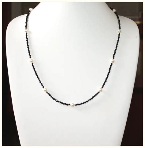 Simple And Stylish Black Spinel And Freshwater Pearls Necklace Ruby Lane