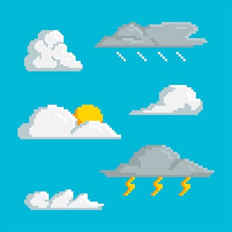 Premium Vector Flat Design Pixel Art Cloud Illustration