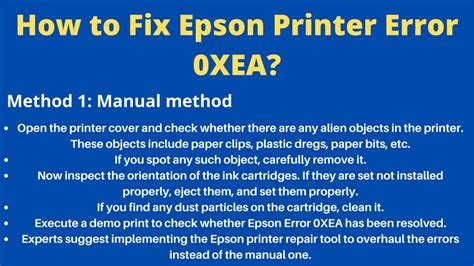 Ppt How To Fix Epson Printer Error Code Xea Powerpoint Presentation