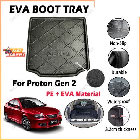 For Proton Gen Eva Copolymer Car Gen Boot Tray Luggage Cargo Trunk