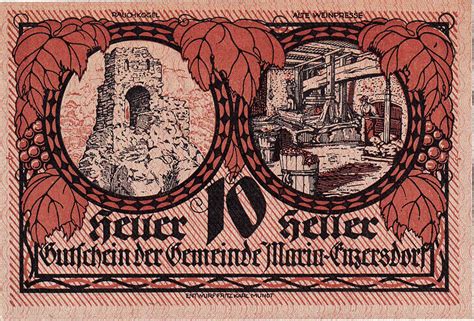 Österreich 10 Heller Geldschein Enzersdorf ruine 1920 UNZ Mehl FS