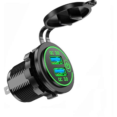 Incarcator Priza USB QC 3 0 Quick Charge Iluminare LED Verde Cu Switch