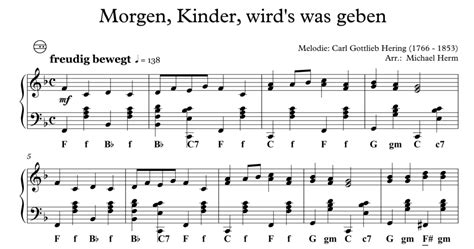 Morgen Kinder Wirds Was Geben Accordion Solo Akkordeon Noten