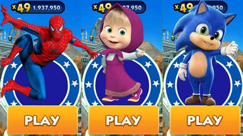 Sonic Dash Baby Sonic Vs Masha Princess Run Vs Spiderman Run All