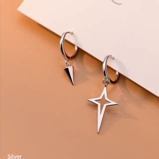 We Flower Minimalist S Silver Star Cross Hoop Earrings For Unisex