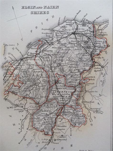 1870 Elgin And Nairn Shires Original Antique Map Showing Etsy Antique