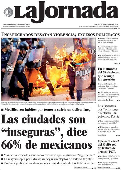 Periódico La Jornada México Periódicos de México Edición de jueves