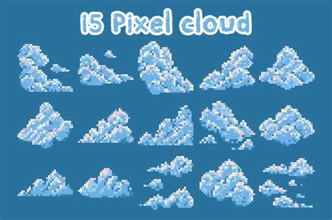 Premium Vector Pixel Art Cloud Vector Set