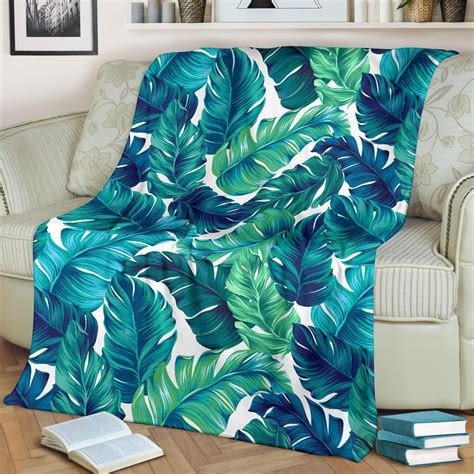 Brightness Tropical Palm Leaves Fleece Blanket Jorjune