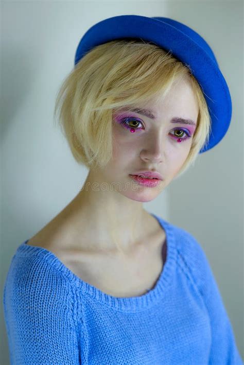 Portrait Of Young Beautiful Girl With Pink Makeup Stock Image Image